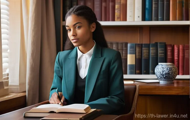 변호사 시험에서 필기와 실기의 비중 - **Prompt 1: Focused Law Student in a Cozy Study Nook**
    "A young woman in her early twenties, wit...