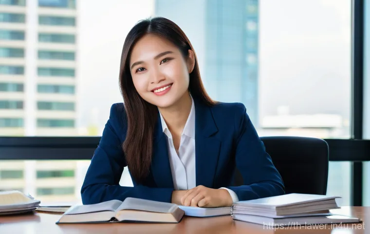 변호사로 일하는 현실 - **Prompt:** A young, idealistic Thai law student, with bright, hopeful eyes, smiles as she daydreams...