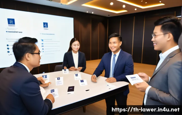 변호사로서 직업 만족도를 높이는 방법 - A professional Thai lawyer networking event in a modern Bangkok conference hall, diverse group of la...