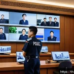 법학 이론과 실무의 차이 - A detailed courtroom scene in a modern Thai city, showcasing diverse Thai legal officials including ...